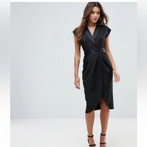 ASOS Tux Midi Dress with Satin Detail